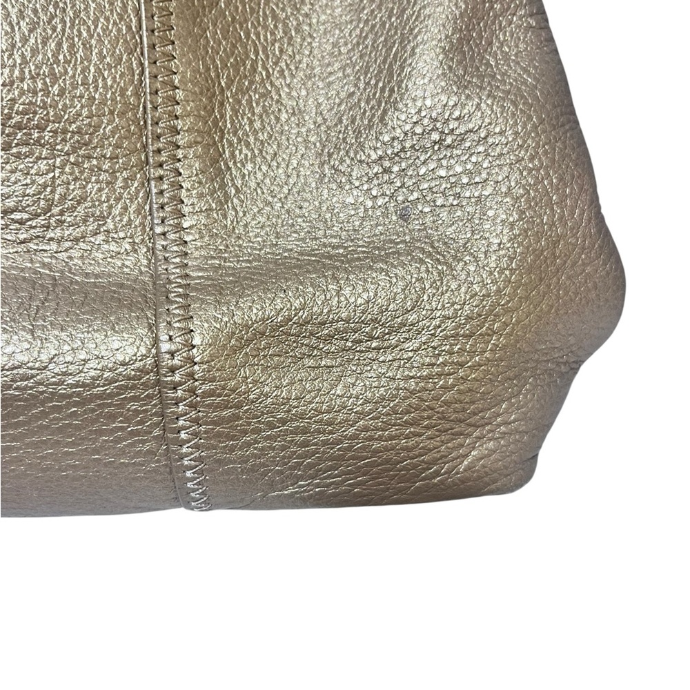 The SAK Gold Metallic Pebbled Leather Double Strap Shoulder Bag Y2K - Picture 4 of 9